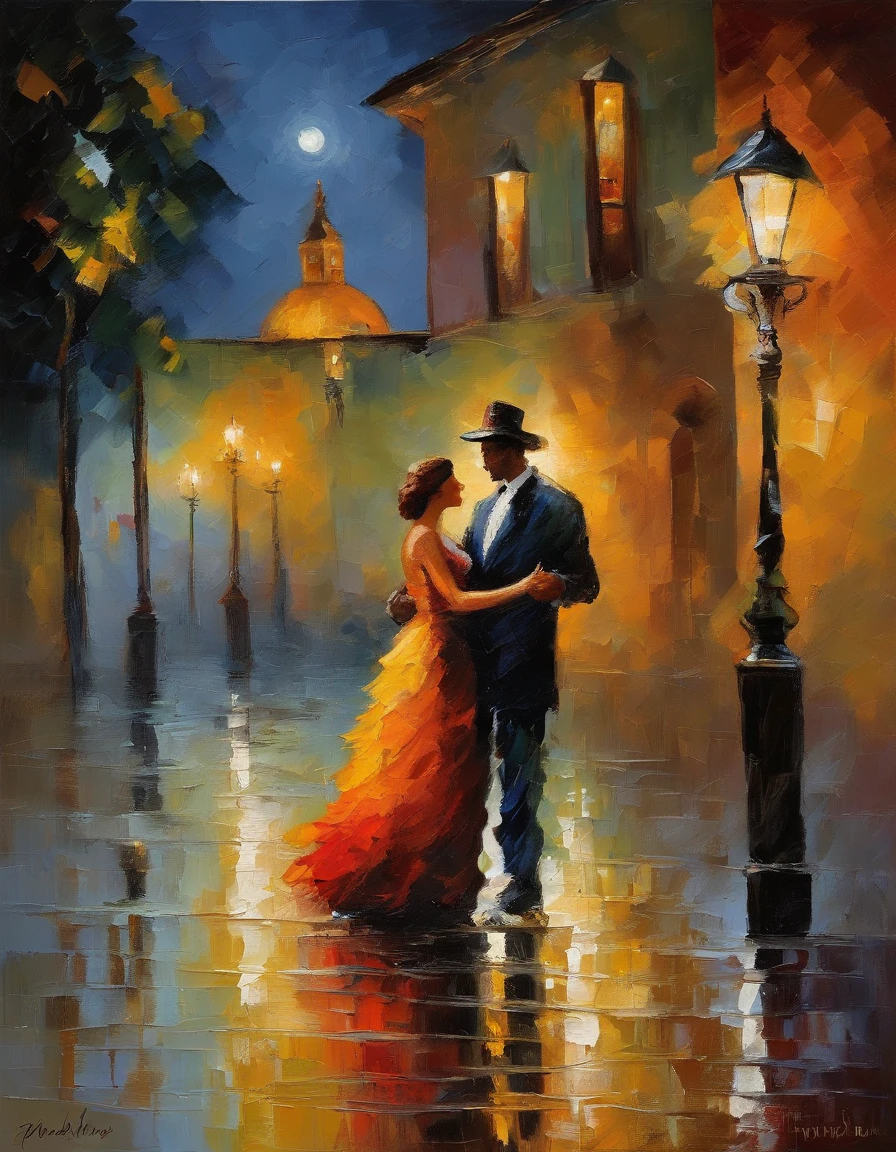 A couple waltzing under the moonlight, na beira do Rio Sena