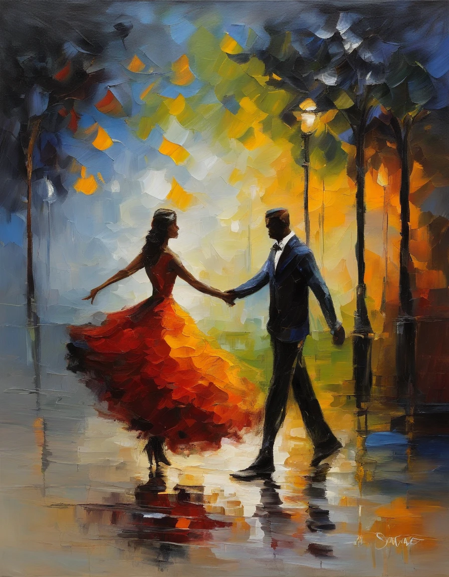 A couple waltzing under the moonlight, na beira do Rio Sena