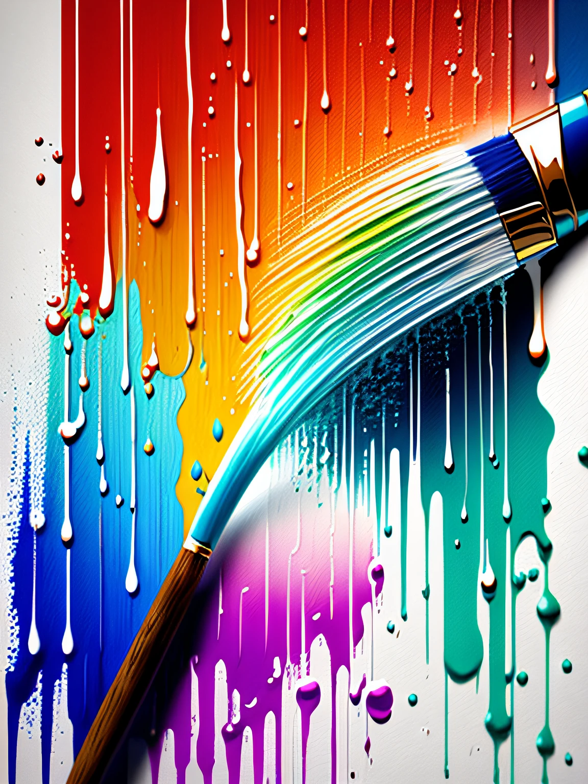 Create a realistic painting brush with color splashing