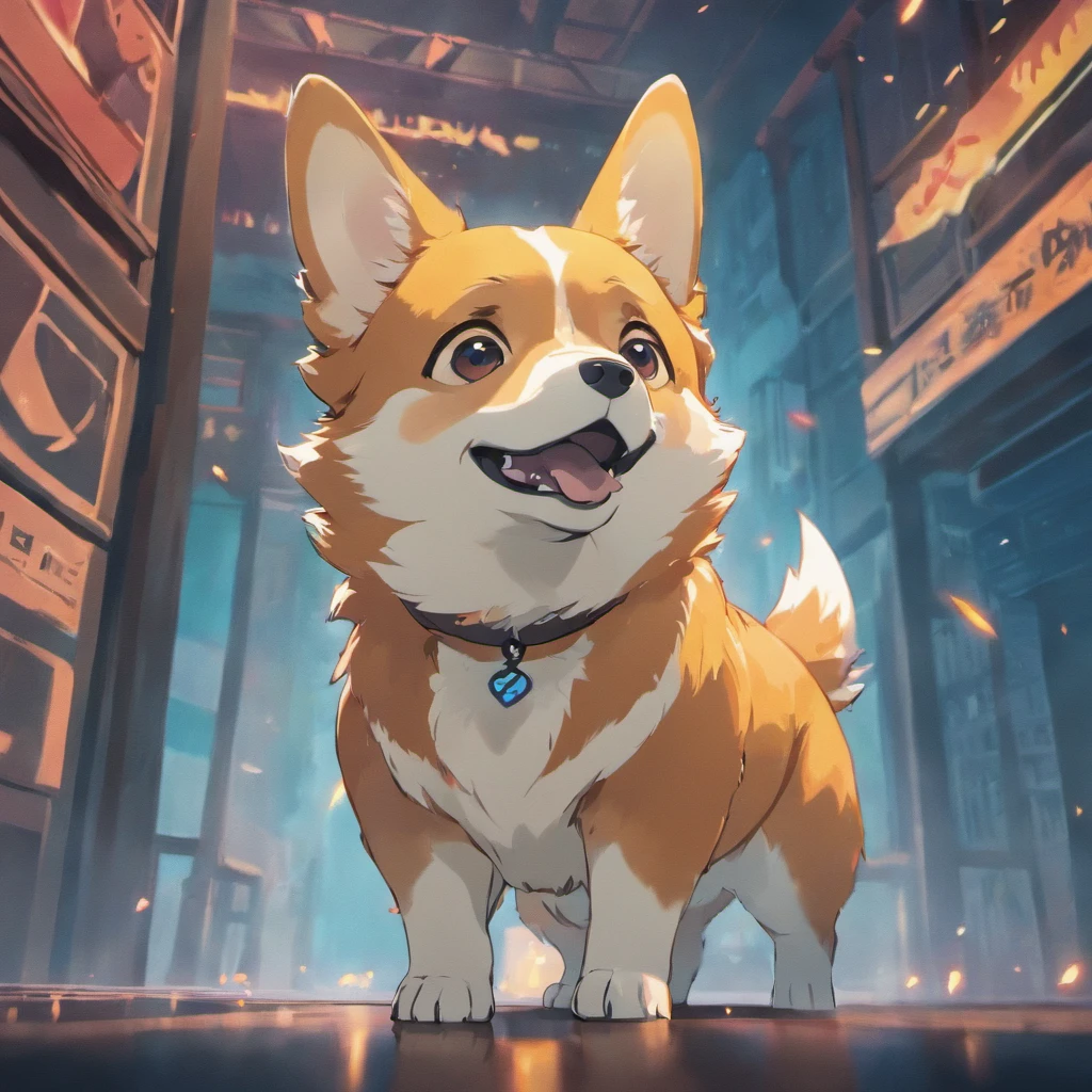 Chinese corgi illustration film lighting effects