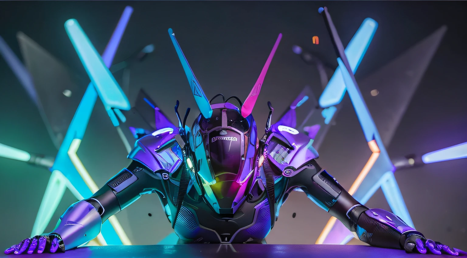 MALE. MAN. MAN. MALE..wings leds, divine paradise. neon blue and Purple butterfly wings leds. heavenly illumination. God. Holy robotic. levitating. Position of god. Deitado na cama. strong, robust and masculine body. fat arms. Position of divinity. Floating. divine statue, pedestal, holy pedestal. levitating. masterpiece, best quality, a close up of a futuristic looking cyborg man with a fantastic cyber helmet head with blue and Purple triangle led lights and a halo, full body, dancing. dance. synthwave ballad. silver pants. wearing a blue and Purple techwear jacket, white church in background. jump, full body, robotic legs. divine statue, pedestal, holy pedestal. neon blue and Purple butterfly wings leds. MASCULINE. MALE MASCULINE. Boy Muscular
