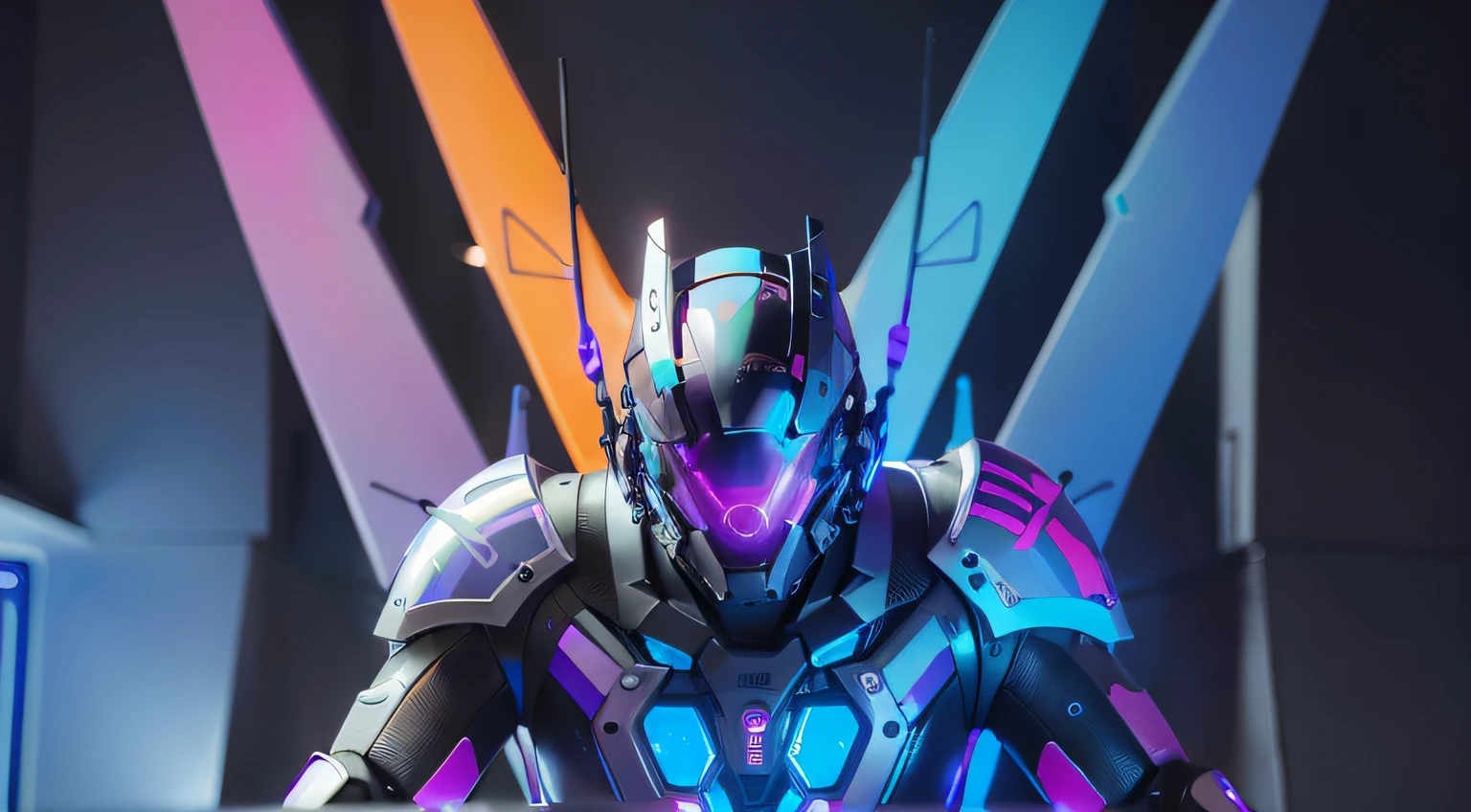 MALE. MAN. MAN. MALE..wings leds, divine paradise. neon blue and Purple butterfly wings leds. heavenly illumination. God. Holy robotic. levitating. Position of god. Deitado na cama. strong, robust and masculine body. fat arms. Position of divinity. Floating. divine statue, pedestal, holy pedestal. levitating. masterpiece, best quality, a close up of a futuristic looking cyborg man with a fantastic cyber helmet head with blue and Purple triangle led lights and a halo, full body, dancing. dance. synthwave ballad. silver pants. wearing a blue and Purple techwear jacket, white church in background. jump, full body, robotic legs. divine statue, pedestal, holy pedestal. neon blue and Purple butterfly wings leds. MASCULINE. MALE MASCULINE. Boy Muscular