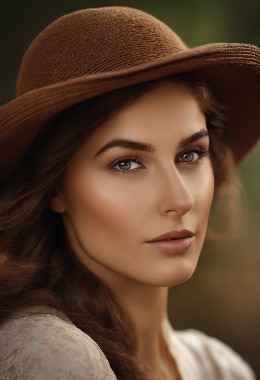 Create an ultra-realistic image of a portrait of a Polish woman with brown hair. She should have distinctive Eastern European features, and her face should showcase precise details such as freckles, fine lines, eyelashes, and other skin textures. The woman should be looking directly into the camera with a neutral expression. The focus should be solely on her face, accentuating every detail, and the background should be entirely neutral or absent.