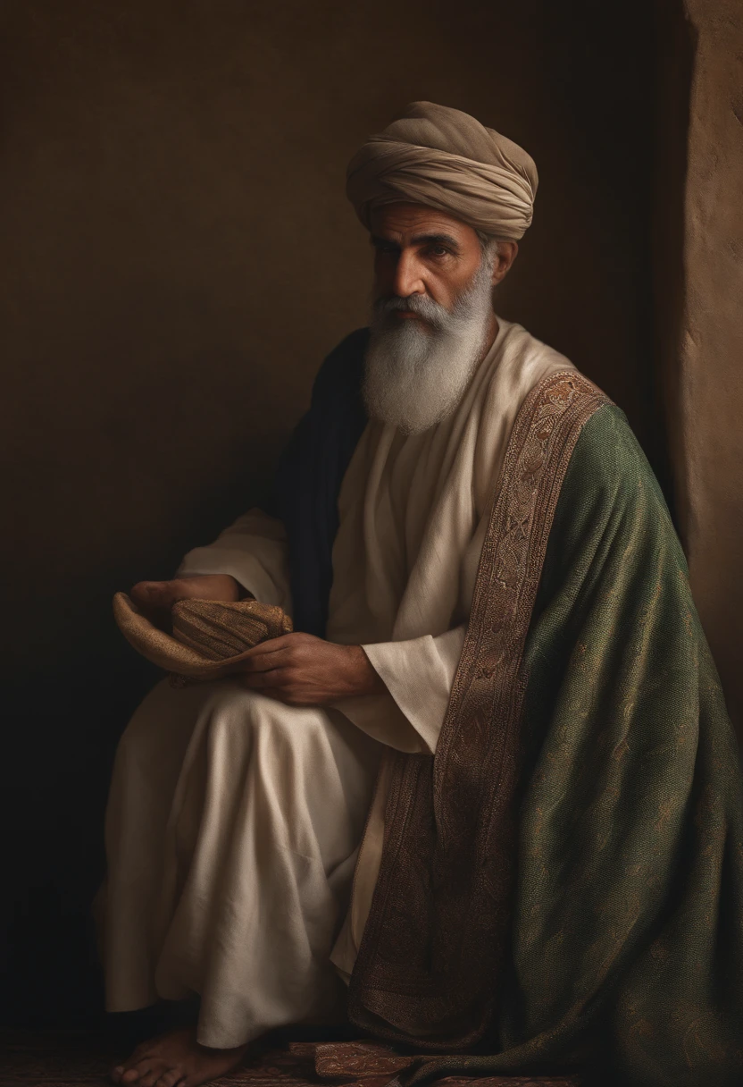 Una imagen realista, Iranian realistic Carefully detailed realist of Pythagoras.de Samos. age 20 years, Usar ropa larga, Fondo con pilastras persas, caballeros hablando, Highlight what's at the center of the conversation,  hiperrealista, poca luz, 8k