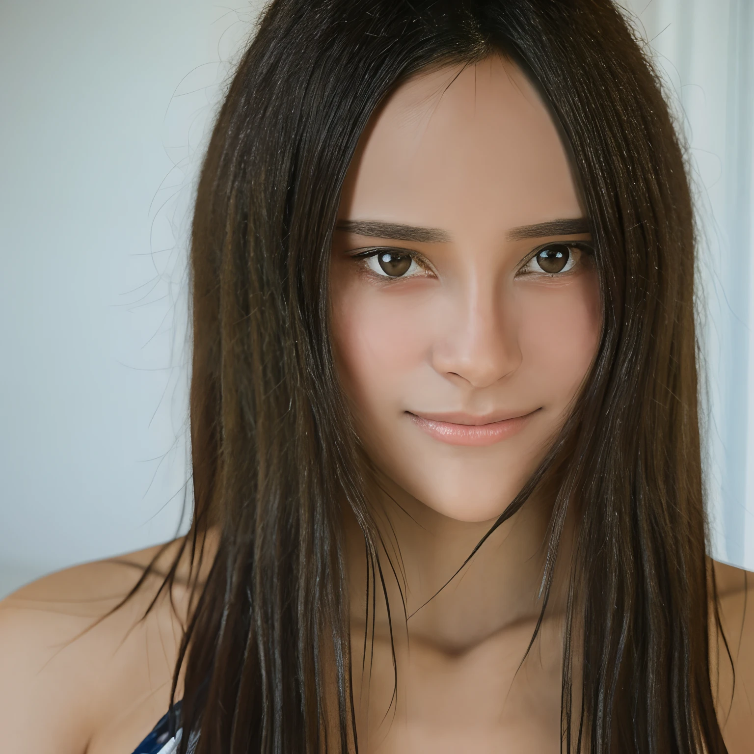 Fille brune yeux marron