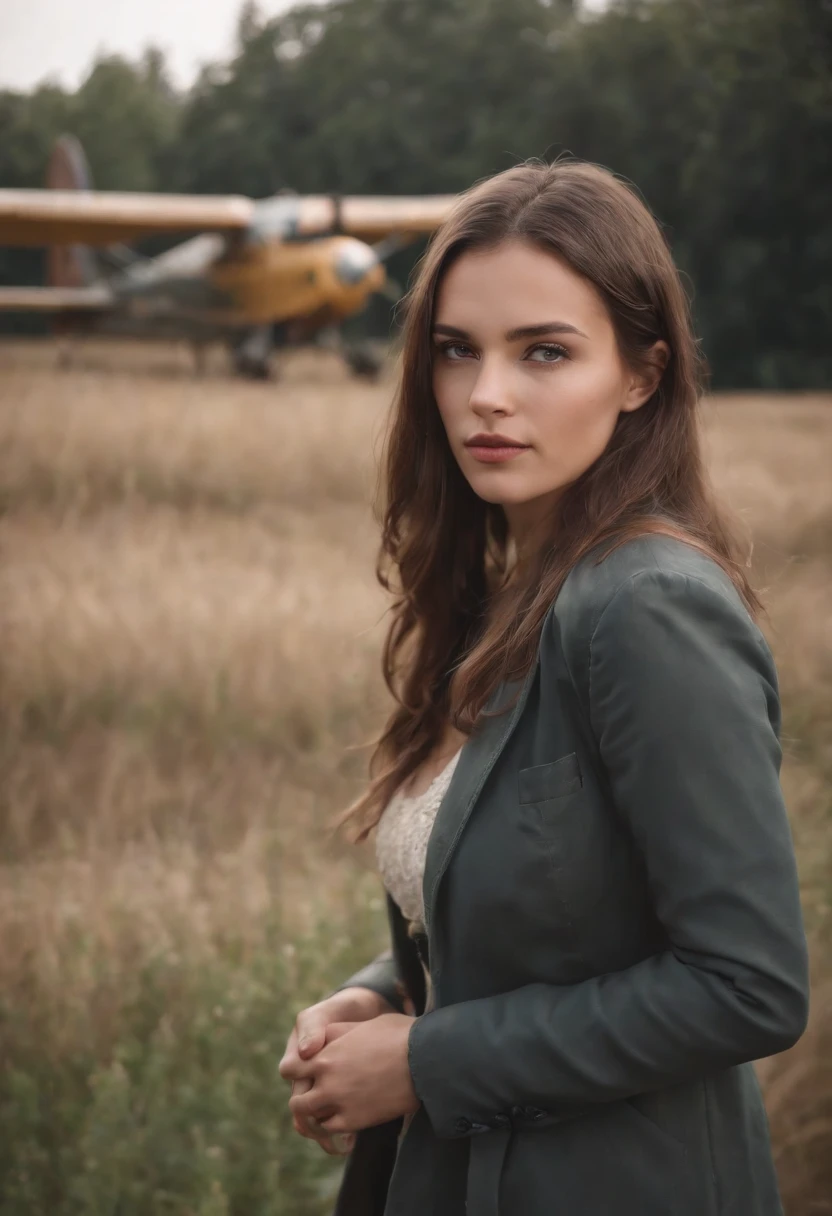 Photographic Plane D'Mesmo sexy jovem ucraniano com.olhos azuis trabalhando em uma ferrovia