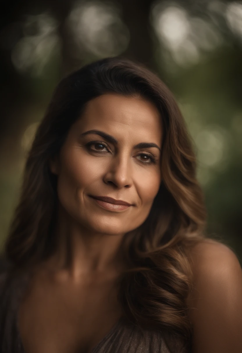 uma mulher 35, 40 anos, loira, com manchas melasma escuro no rosto, olhando para o espelho, e no reflexo do espelho segurando um pincel de maquiagem