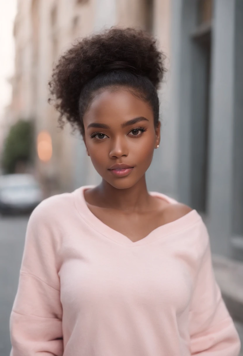 ultra realistic photo, full body, best quality, masterpiece, black woman inspired by Barbie, black skin, beautiful face, wearing jeans: 0.91 and black sweatshirt, realistic smooth skin, ultra realistic skin, pastel neon, night, dynamic lighting, on a street in Rio de Janeiro, (dynamic pose:1.10), (good composition:1.10), (subtle lighting:1.10), (Awarded:1.10), ((breathtaking:1.10:1.35)) , ( πrim-work :1.10), (highly detailed skin:1.2), (filmic grain:0.04), particle effects, __Camera capture_Models/sigma__, NEWS TYPE, speed lines, (perfect handsome young face:1.10) , (Pink :1.10) at home coockin lunch
