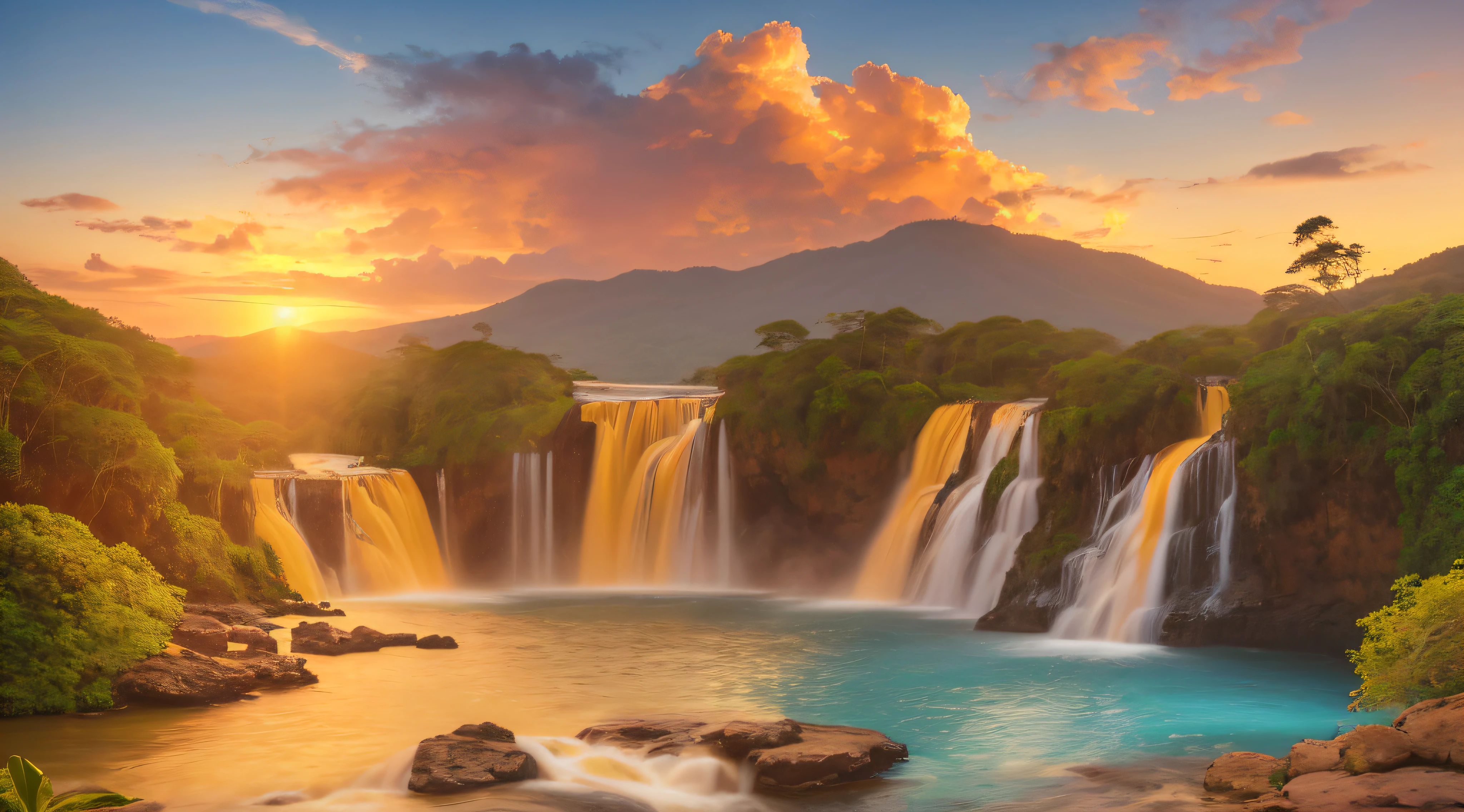 Waterfall in the jungle with a beautiful sunset, cachoeira deslumbrante, cachoeiras flutuantes, linda cachoeira deslumbrante, Cachoeira tranquila e bonita, uma cachoeira sem fim, cachoeira bonita, Cachoeira imensa, cachoeiras e lagos, several waterfalls, waterfall(Beautiful, waterfalls, Fundo da cachoeira, cachoeiras enormes, cachoeiras ao fundo, cachoeiras em cascata, incrivelmente bonito, cachoeiras altas, cascatas da cachoeira, papel de parede vertical