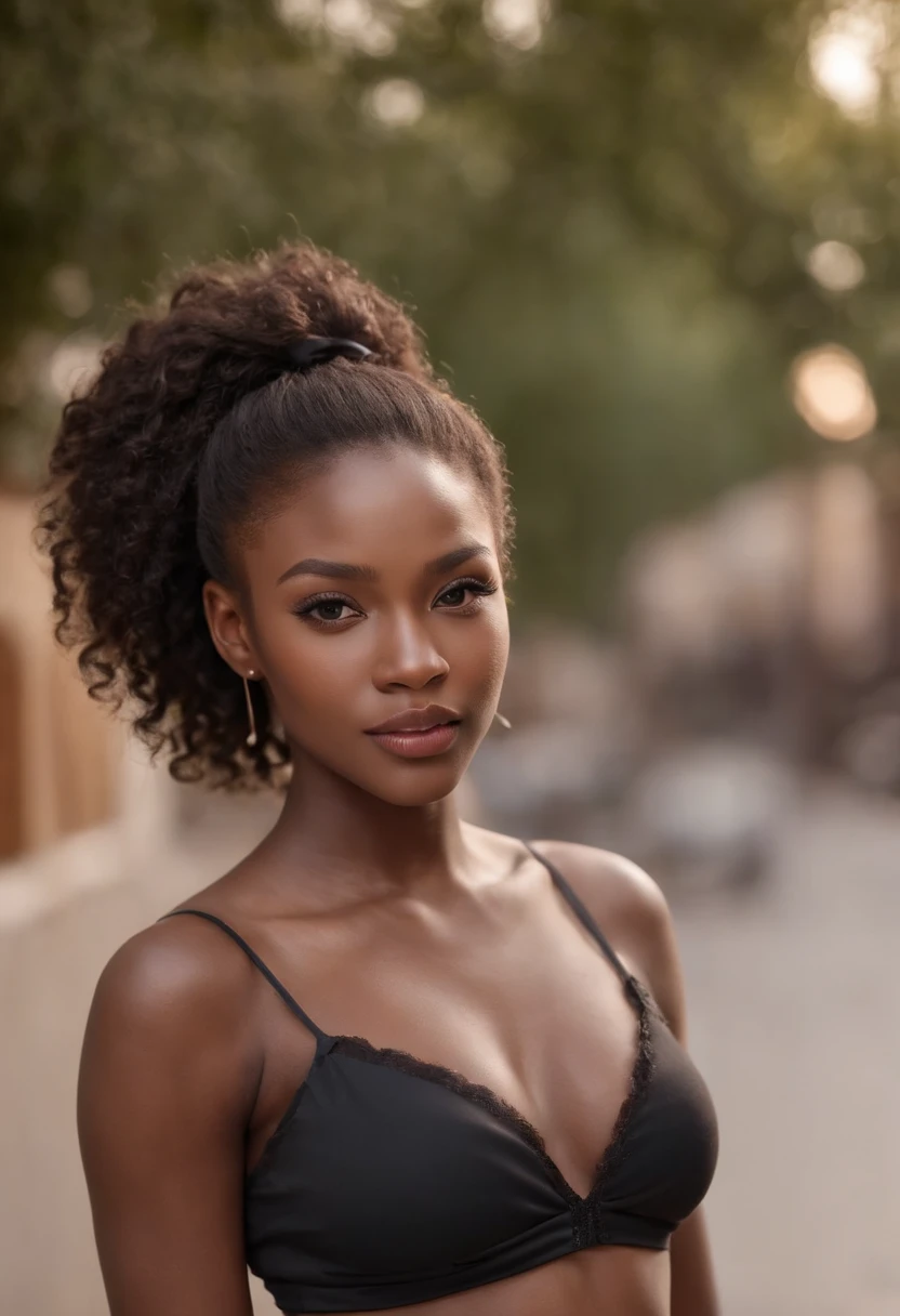 ((African dark skin, very deep ebony skin)), ((her beauty is undeniable)), ((excited cute face)), ((hyper detailed perfect eyes,)), ((cute pose)), ((tongue out)), ((seductive )), sexy, (( tight mesh shirt, sexy short shorts)), ((African long curly afro ponytail hair,)), (( skin)), ((standing, front view)), ((touching her own legs in a sexy pose)), ((outdoors, public city)), sharp focus cgi, photorealistic, high detail, realistic, masterpiece, absurdres, best quality, HDR, high quality, high-definition, extremely detailed, 8k wallpaper, intricate details, 8K uhd, Full-HD, (realistic photo:1.2), contrast, harsh lighting, cinematic lighting, natural lighting, hard light, backlighting, global illumination, ambient occlusion