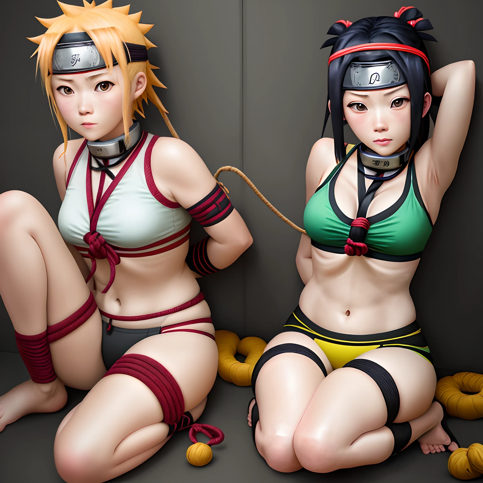 Naruto,Hinata,Rope bondage,Tie tightly,The neck was strangled,Tie your legs to your head,The thumbs of both hands are tied together