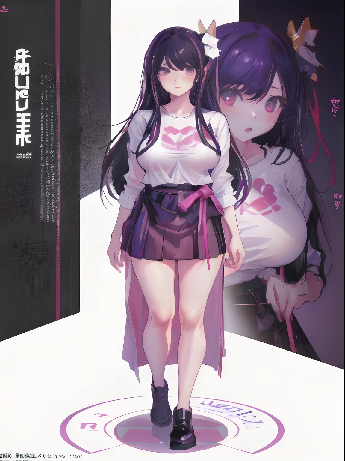 nsfw,, 1girl, medium sized boobs, full body view, black hair, realistic(photorealistic 1.0), standing upright,  ai hoshino
