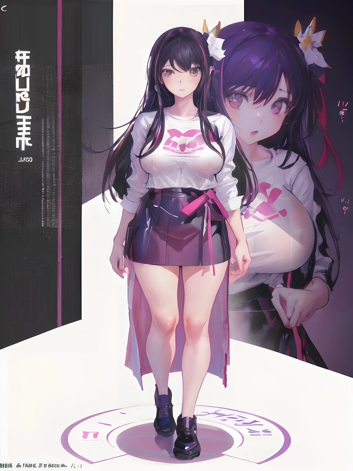 nsfw,, 1girl, medium sized boobs, full body view, black hair, realistic(photorealistic 1.0), standing upright, ai hoshino