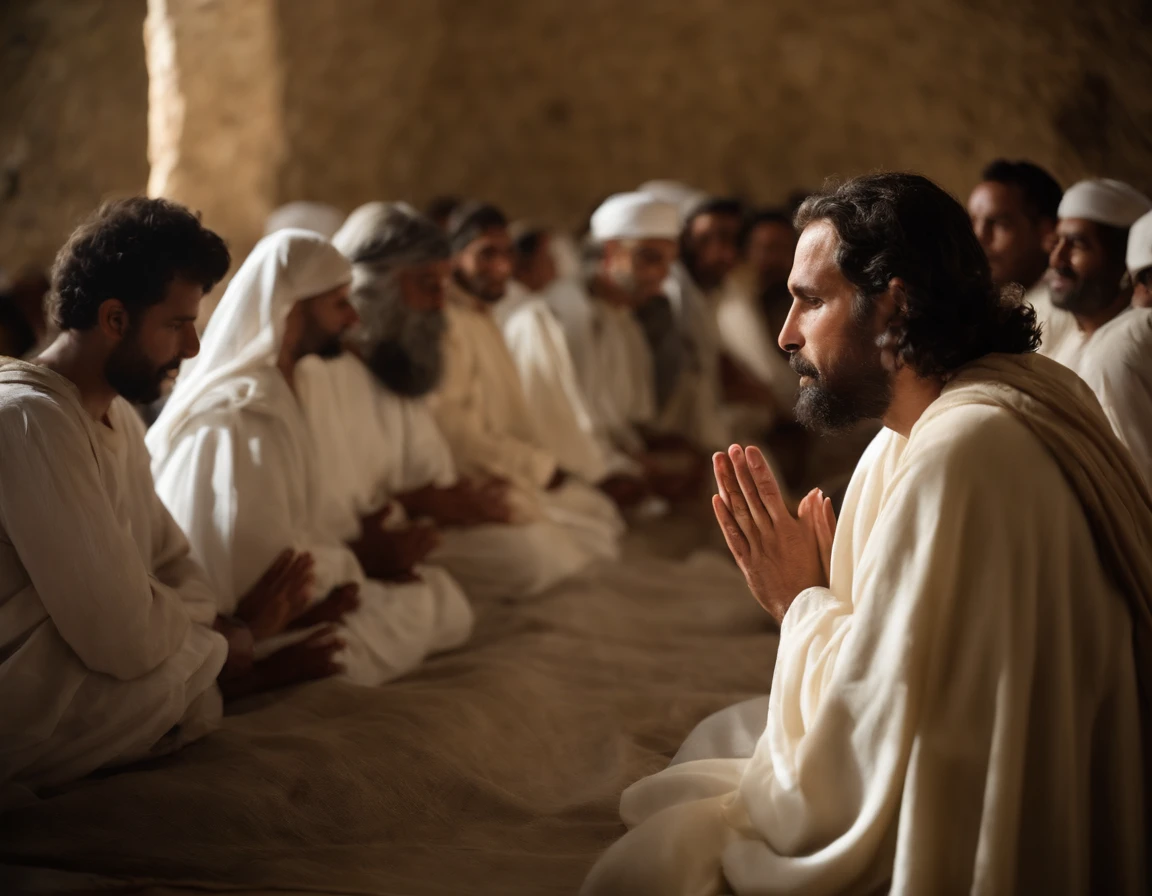 5 The Beatitudes (Lc 6, 20-26) - 1*Seeing the crowd, Jesus subiu a um monte. Depois de se ter sentado, The disciples approached him. 2Then he took the floor and began to teach them, dizendo: 3*"Blessed are the poor in spirit, for theirs is the Kingdom of Heaven. 4*Felizes os que choram, for they shall be comforted. 5*Felizes os mansos, for they shall possess the land. 6*Blessed are those who hunger and thirst for justice, for they shall be satiated. 7*Felizes os misericordiosos, for they shall obtain mercy. 8*Blessed are the pure in heart, for they shall see God. 9*Felizes os pacificadores, for they shall be called children of God. 10Blessed are those who suffer persecution for the sake of justice, for theirs is the Kingdom of Heaven. 11*Felizes sereis, quando vos insultarem e perseguirem e, mentindo, to say all kinds of slanders against you, por minha causa. 12Exultai e alegrai-vos, for great will be your reward in Heaven; for so also have they persecuted the prophets who have gone before you.»