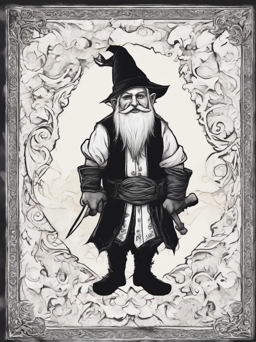 Rock Gnome ,Wearing Black Belt Gi, mostly white with a bit of navy blue and black, masterpiece, best quality
