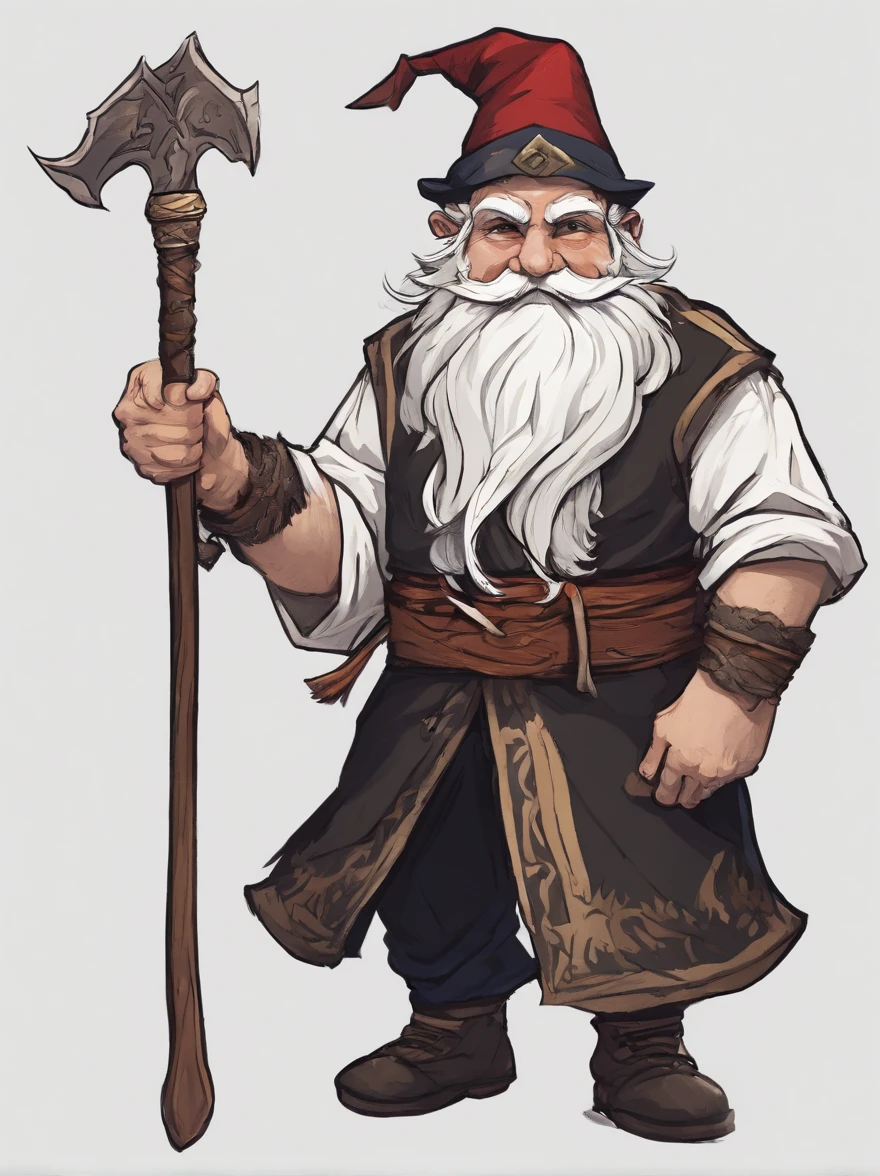 Rock Gnome ,Wearing Black Belt Gi, mostly white with a bit of navy blue and black, masterpiece, best quality