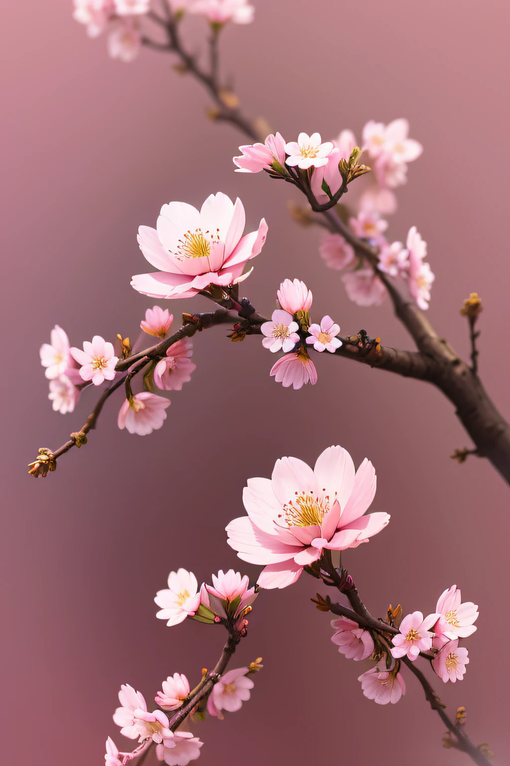 cherry blossom flowers on graduated pink background