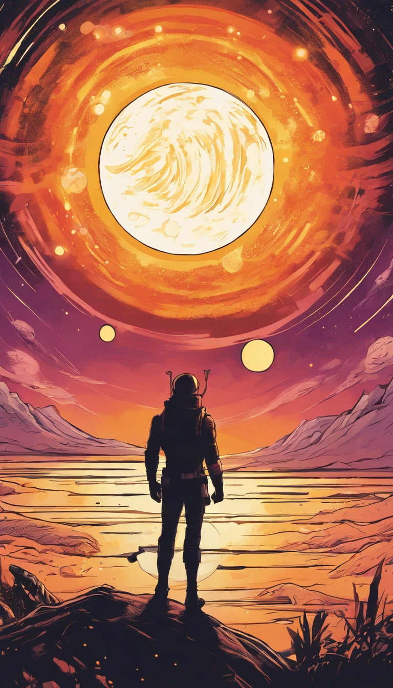 close-up illustration of the sun in space in the style of InHyuk Lee