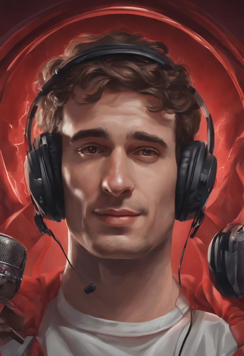 On porte un casque de musique ，Caricature of a realistic man who looks elsewhere , Portrait of an AI artist in tears, Streamer Twitch / Joueur Ludwig, Red Dieter Meme, 2d portrait, Portrait de Lofi, Portrait NFT, Portrait of an AI-hungry artist, high quality portrait, il a un casque de musique, r /art, r/art, r / art