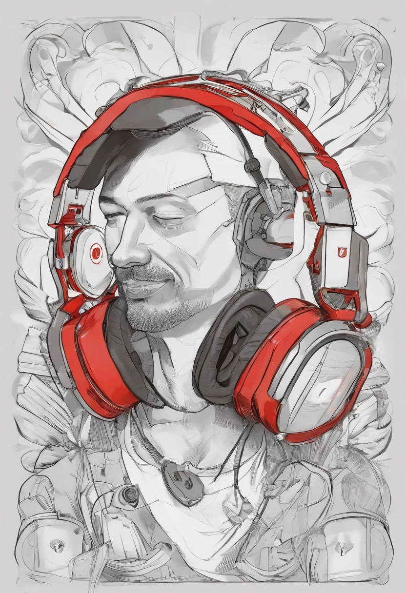 On porte un casque de musique ,Caricature of a realistic man who looks elsewhere , Portrait of an AI artist in tears, Streamer Twitch / Joueur Ludwig, Red Dieter Meme, 2d portrait, Portrait de Lofi, Portrait NFT, Portrait of an AI-hungry artist, high quality portrait, il a un casque de musique, r /art, r/art, r / art