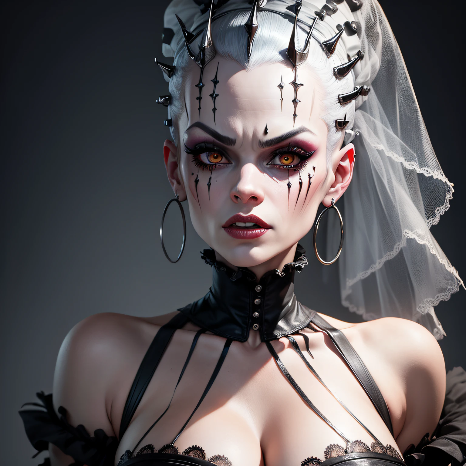 horror, punk, multiple expressions and poses, bride of frankenstein, beauty