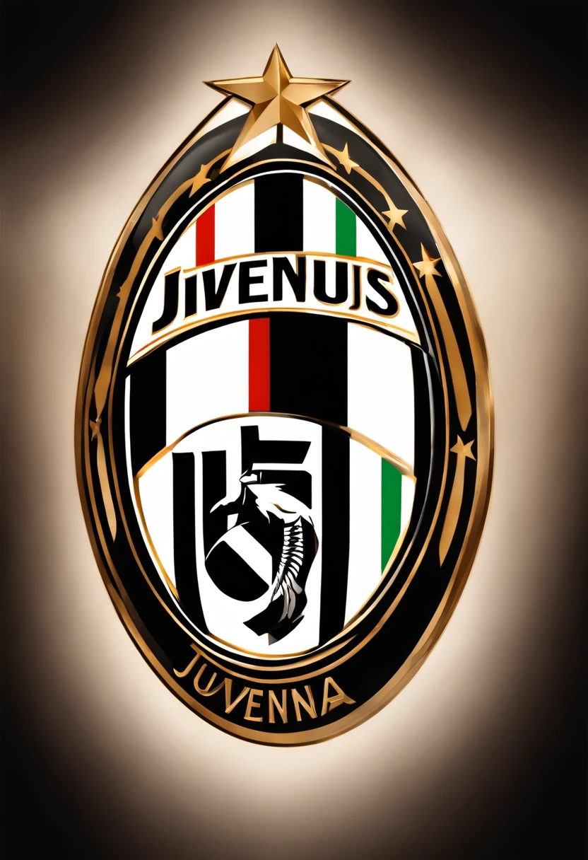 make me an image with the new logo of Juventus in woody color and a white and black background