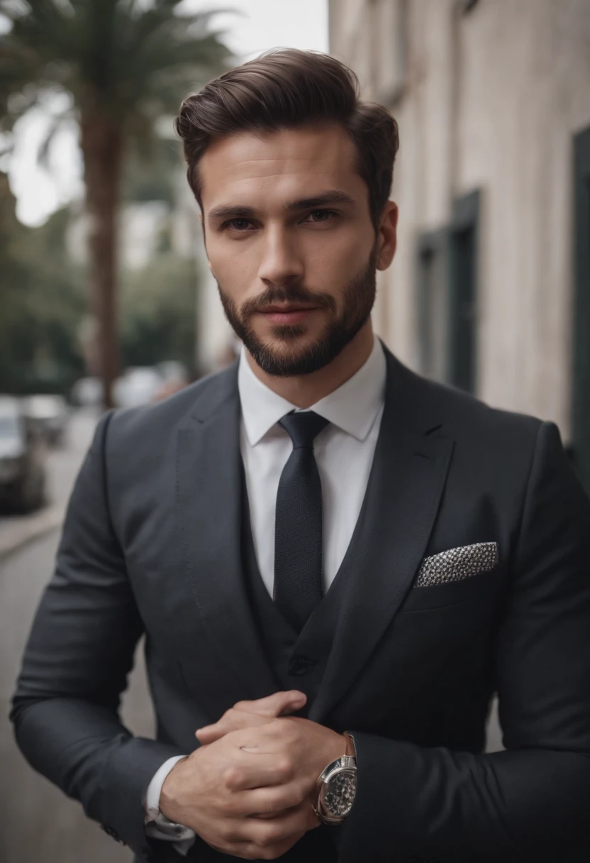 Homem lindo de terno , barba linda , homem sexy executivo, terno preto