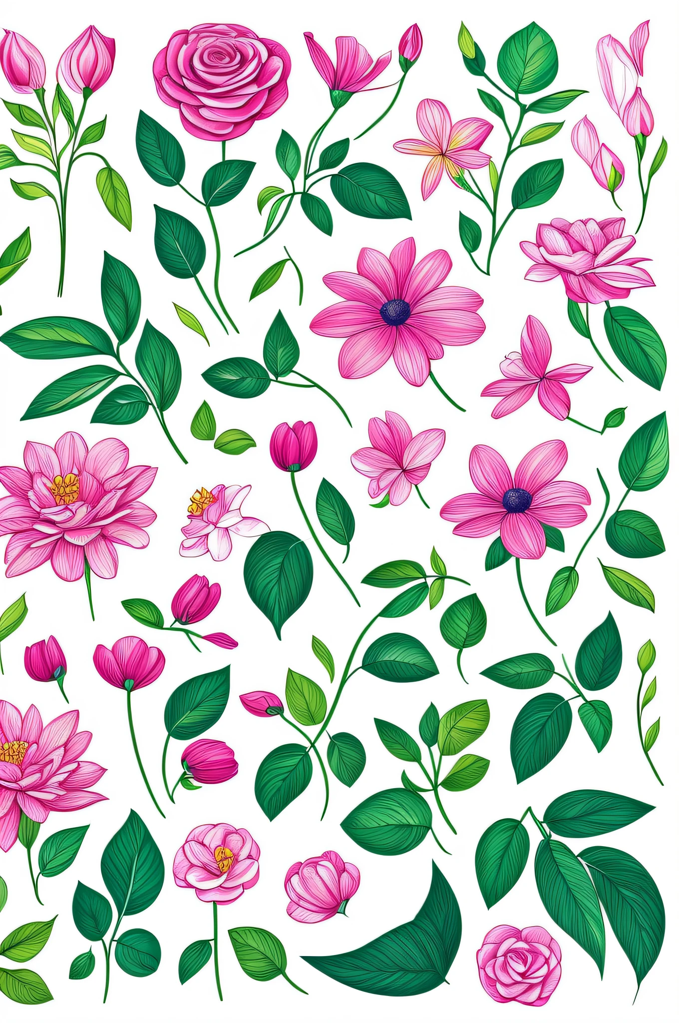 Create illustrations as sketches of beautiful flowers