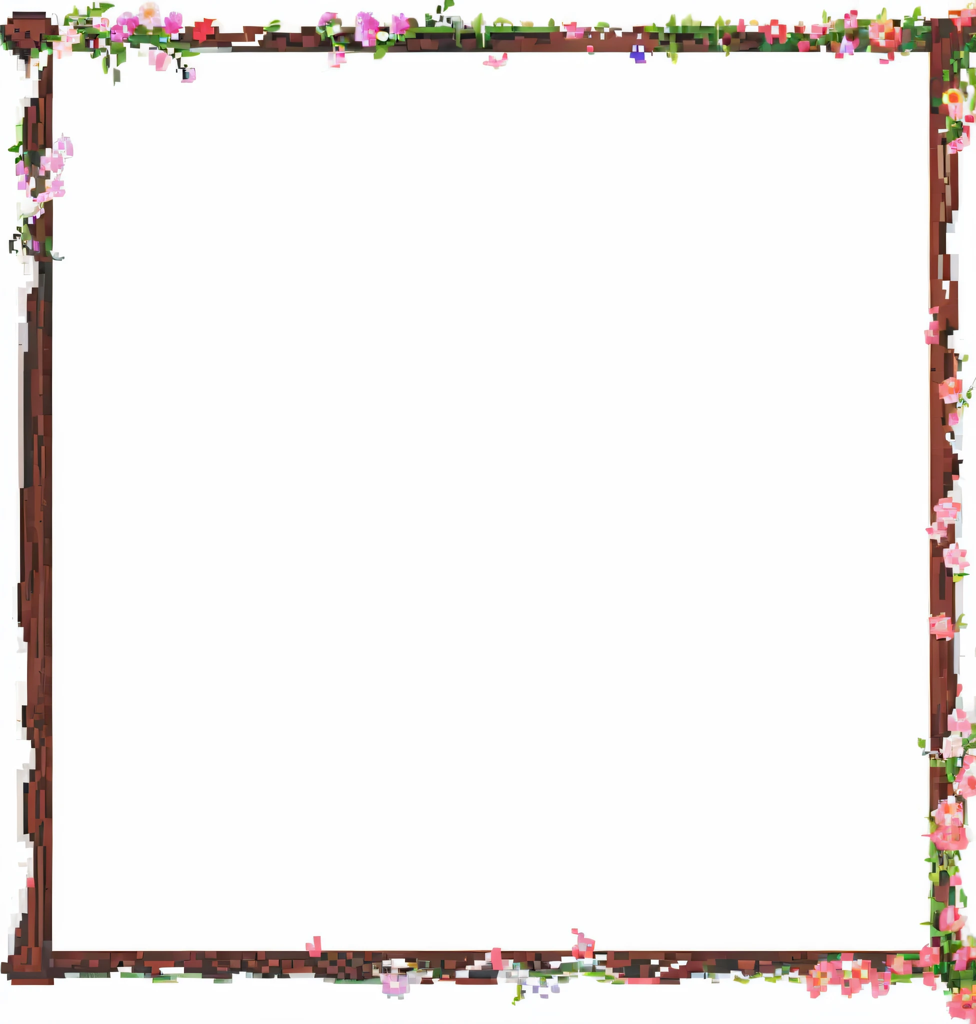 border made with flowers, pixel art, pixel