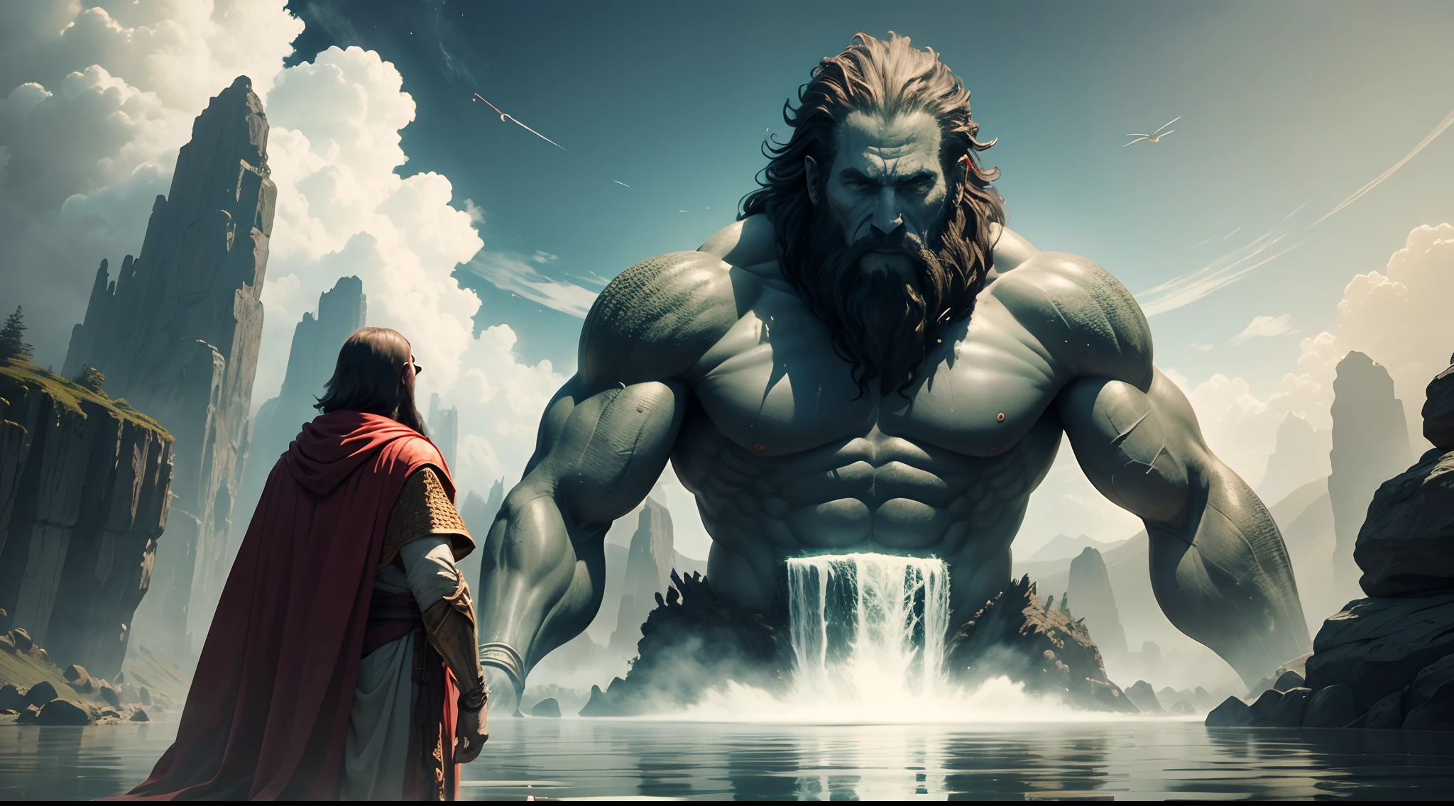 Giant creatures from biblical times in a bible setting before the flood