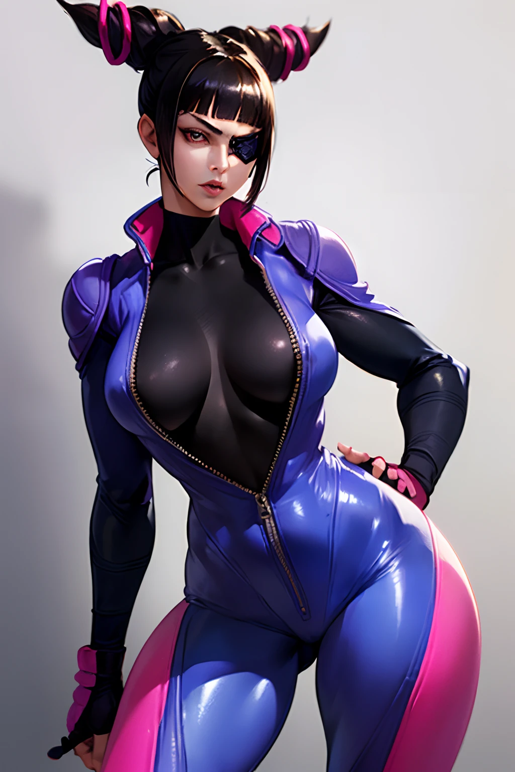 ((30 years old, a woman)),(oval face),attractive mature lady:0.4,(medium breasts),(detailed face and eyes:0.5,beautiful eyes),
shiny eyes,(an extremely delicate and beautiful),parted lips,skindentation,((feminine)), photorealism,duck mouth,(high resolution),
thigh:0.2,,8k uhd,HDR,extremely detailed CGunity 8k wallpaper, hooked nose,
JuriMS , sfv, hair horns,Eye patch over "left" eye,