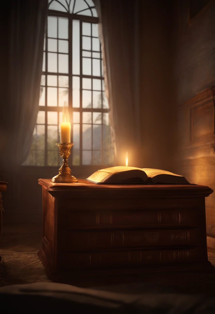 ((Realistic Lighting, Top Quality, 8K, Masterpiece: 1.3)), Clear Focus: 1.2, 1 Bible, open book: 1.4,