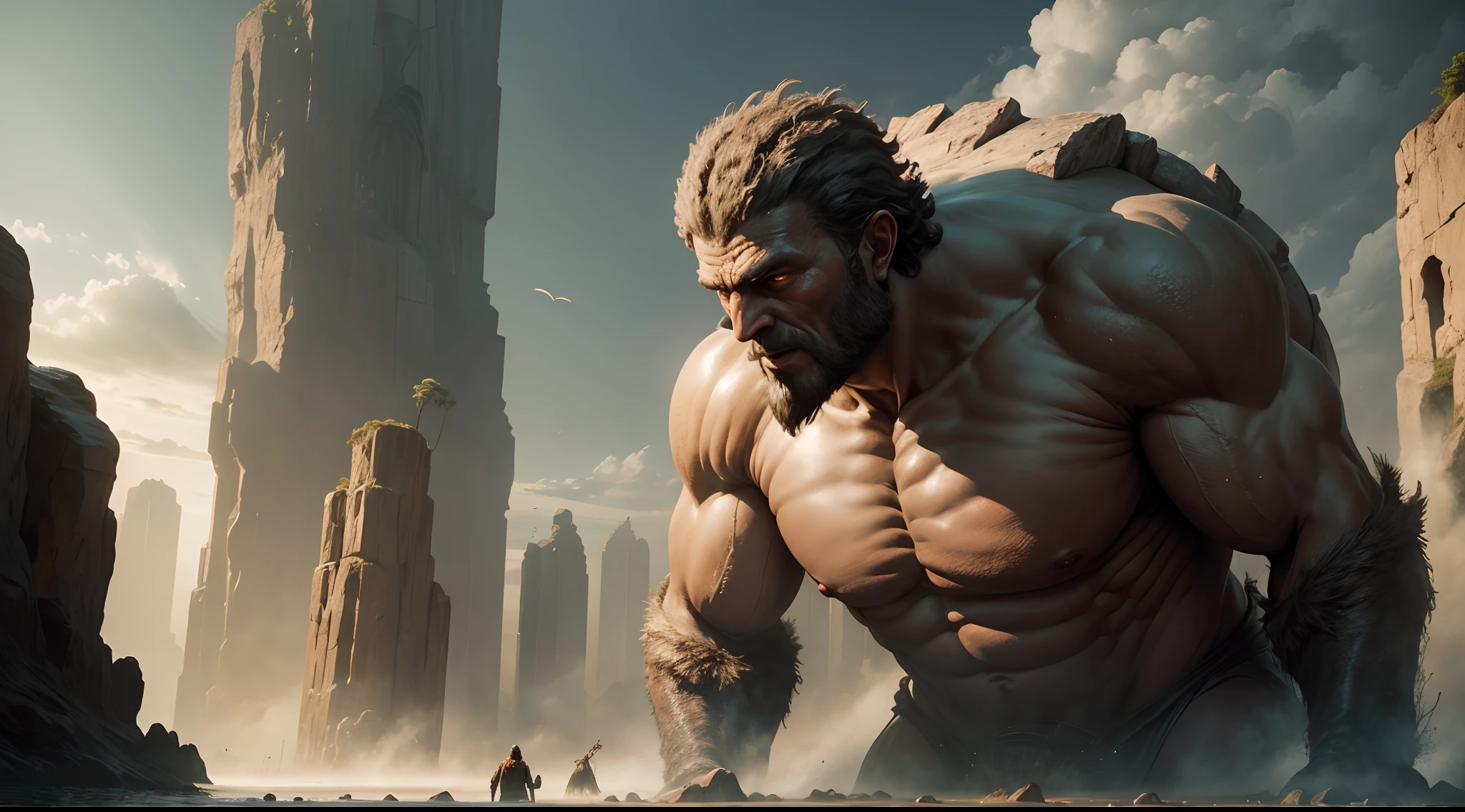 Giant creatures from biblical times in a setting from the bible before the flood
