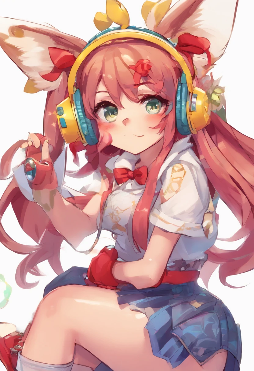 cartoon of a girl with a microphone and a pair of speakers, guilty gear art style, fully robotic!! catgirl, nekomimi, badass pose, digital art from danganronpa, demonic atmosphere, cel - shaded art style, artistic render of reimu hakurei, anime style”, reimu hakurei, sonic oc, unknown artstyle