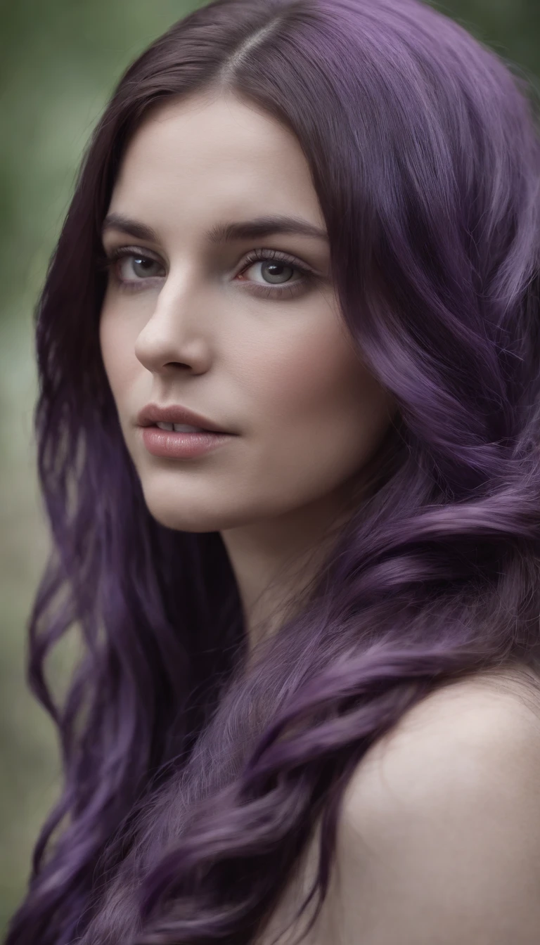 a girl with hair purple snakes normal ouffit