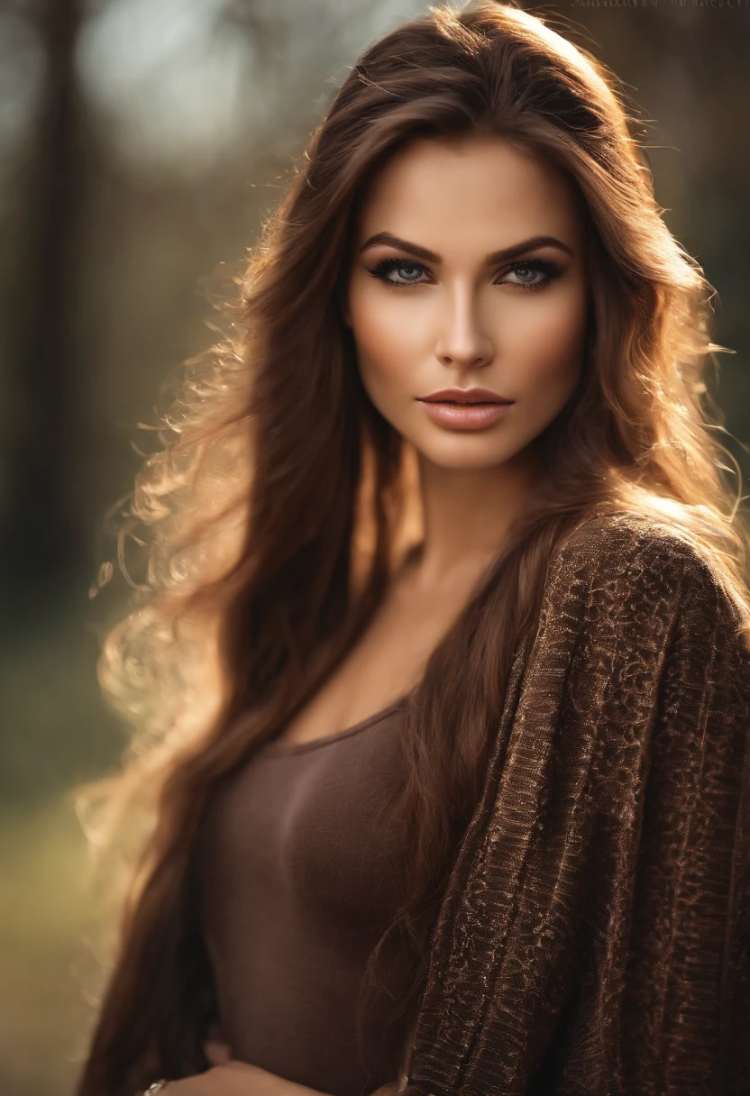 a woman with long brown hair and in a top and tight pants, tumblr, innocent face, evil face, digital art, attractive beautiful face, beautiful model girl, extremely beautiful face, very beautiful sexy figure girl, , beautiful girl model, photo of a beautiful woman, attractive girl, cute beautiful, very beautiful young woman, sexy face with full makeup, attractive female face!!!, gorgeous attractive face