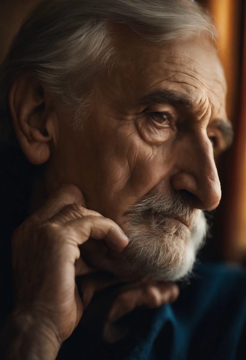 An image of an old man thinking