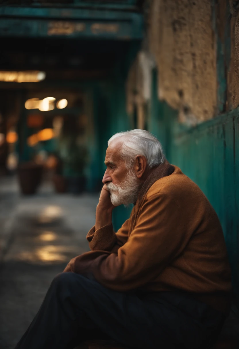 An image of an old man thinking
