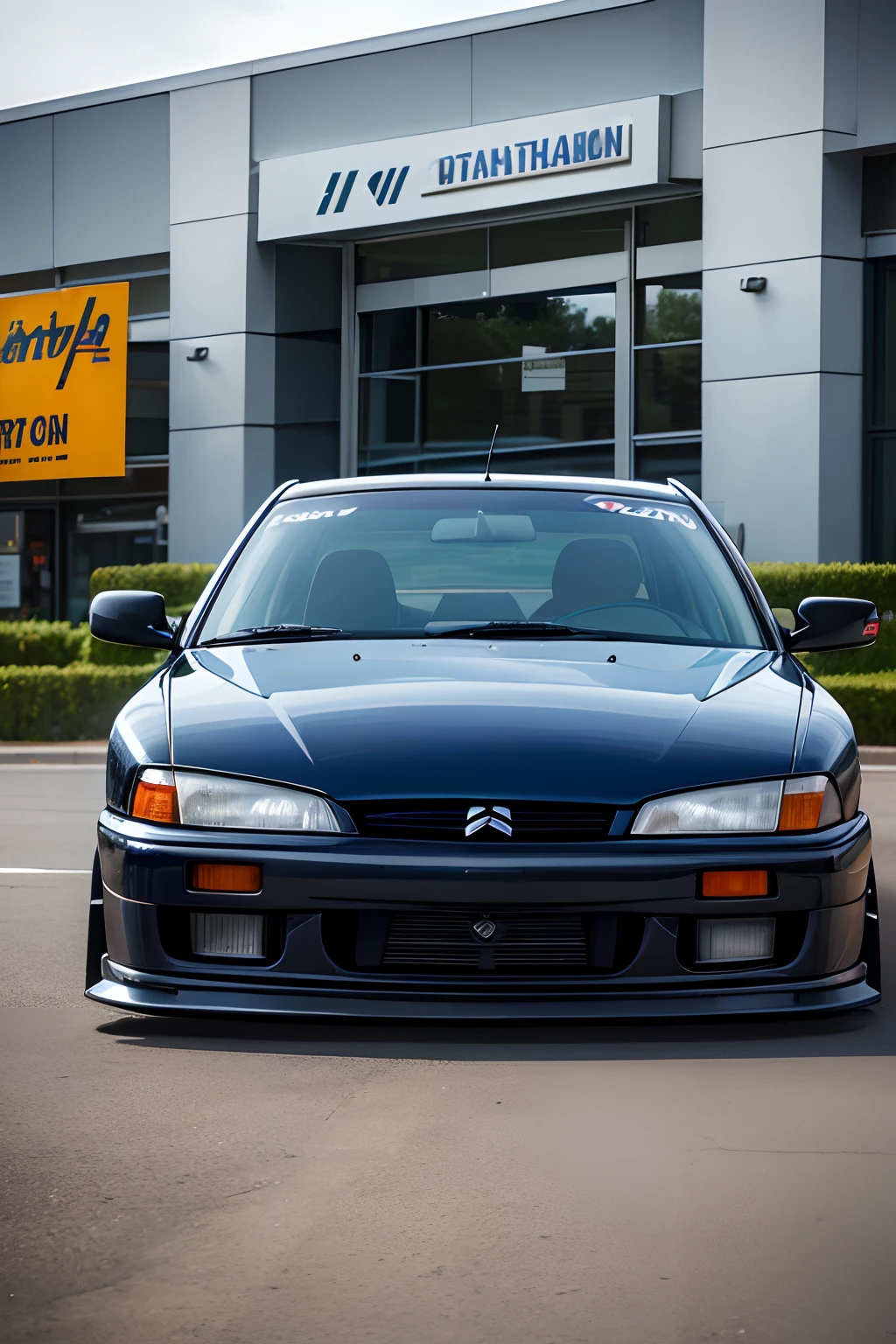 1994 Dark blue 4 door sedan Citroën Xantia with alloy wheels a Spoiler has drift livery on car, Citroën Xantia, 1994 Citroën Xantia, spoiler, Xantia Citroen,