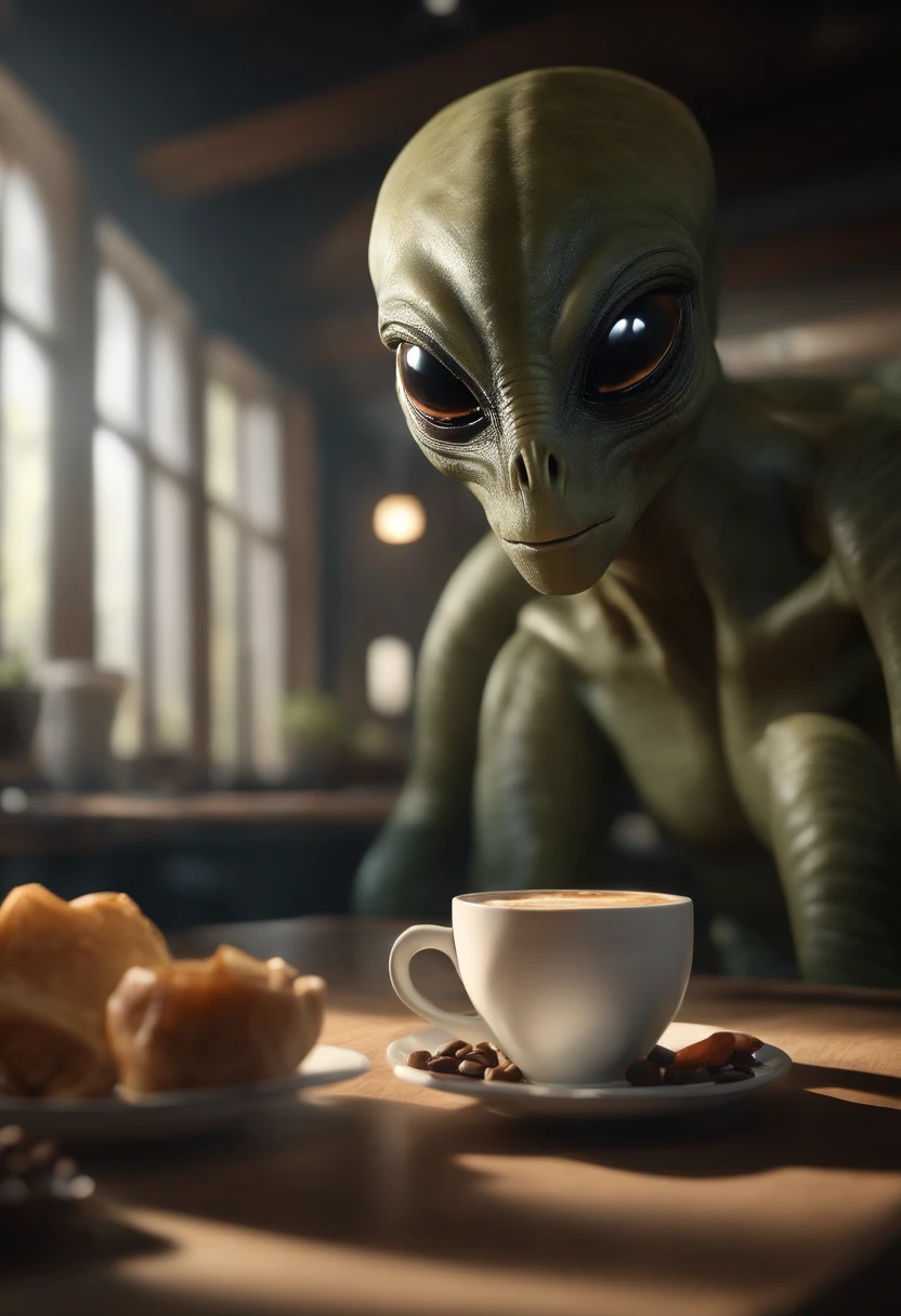 A creature request for Stable Diffusion:

alien with flattened head, 4 olhos negros, usando uma rede de pesca, in a coffee shop, [illustration] durante (best quality,4k,8k,Altas,master part:1.2), ultra-detalhado, (Realistic,fotorrealista,photo-realistic:1.37), HDR, UHD, studio lighting, extreme detail description, profissional, vivid colors, Bokeh, [artista conceitual], [scientific fiction], [retrato], [Landscape].