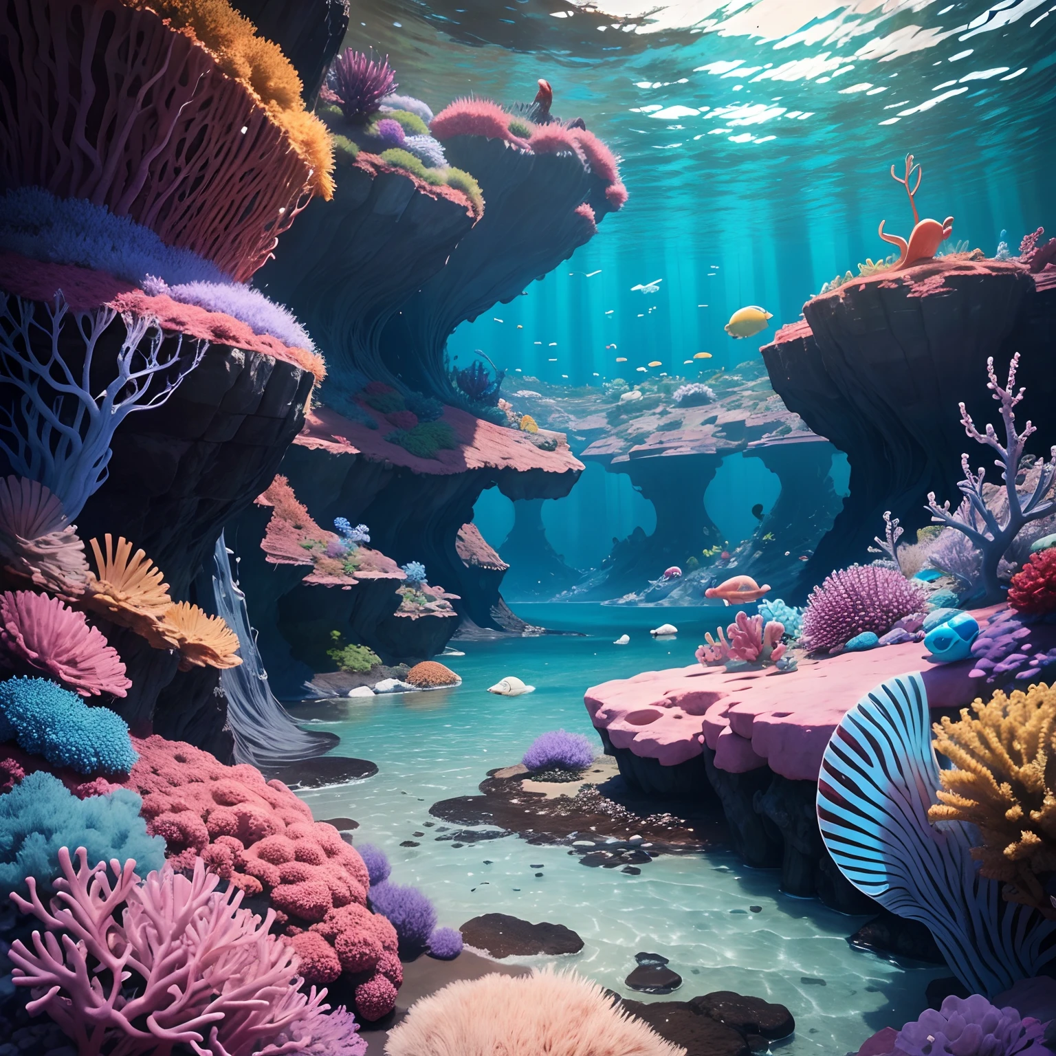 At the colorful seabed,Numerous creatures gather to play
