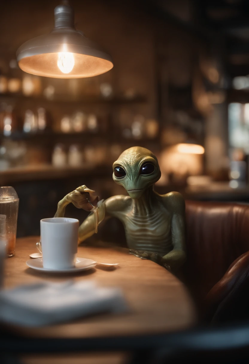 A creature request for Stable Diffusion:

alien with flattened head, 4 olhos negros, usando uma rede de pesca, in a coffee shop, [illustration] durante (best quality,4k,8k,Altas,master part:1.2), ultra-detalhado, (Realistic,fotorrealista,photo-realistic:1.37), HDR, UHD, studio lighting, extreme detail description, profissional, vivid colors, Bokeh, [artista conceitual], [scientific fiction], [retrato], [Landscape].