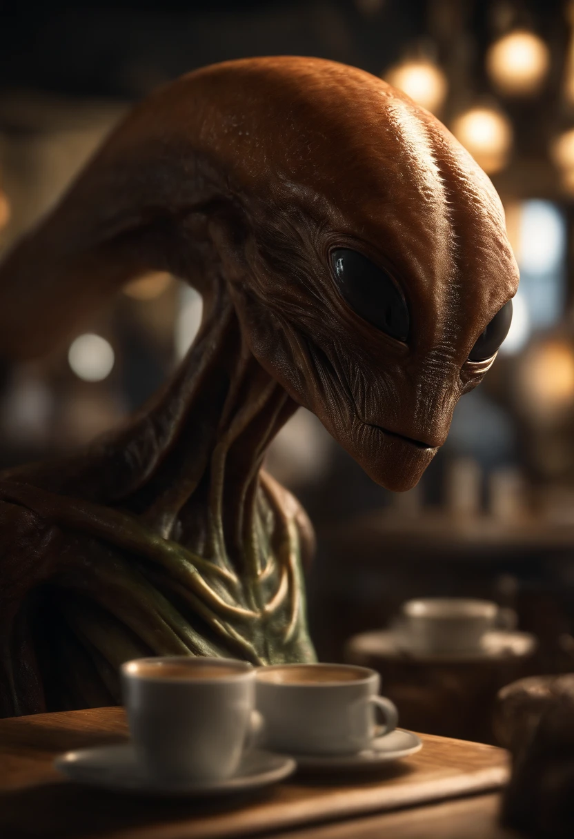 A creature request for Stable Diffusion:

alien with flattened head, 4 olhos negros, usando uma rede de pesca, in a coffee shop, [illustration] durante (best quality,4k,8k,Altas,master part:1.2), ultra-detalhado, (Realistic,fotorrealista,photo-realistic:1.37), HDR, UHD, studio lighting, extreme detail description, profissional, vivid colors, Bokeh, [artista conceitual], [scientific fiction], [retrato], [Landscape].