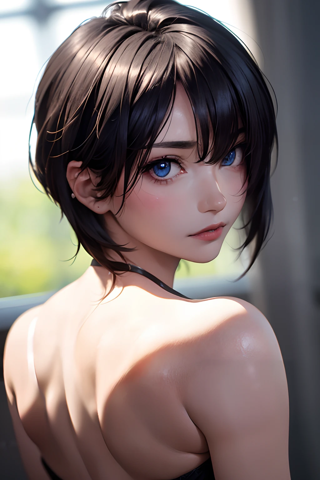 (masterpiece:1.3), (8k, photorealistic, RAW photo, best quality: 1.4), (1girl), beautiful face, (realistic face), (black hair, short hair:1.3), beautiful hairstyle, realistic eyes, beautiful detailed eyes, (realistic skin), beautiful skin, ((naked)), absurdres, attractive, ultra high res, ultra realistic, highly detailed, golden ratio