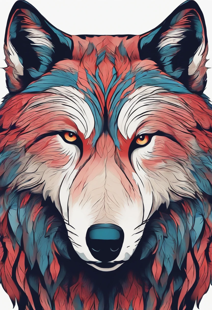 Create a logo of a wolf symbolizing independence. with a bright blush on the head