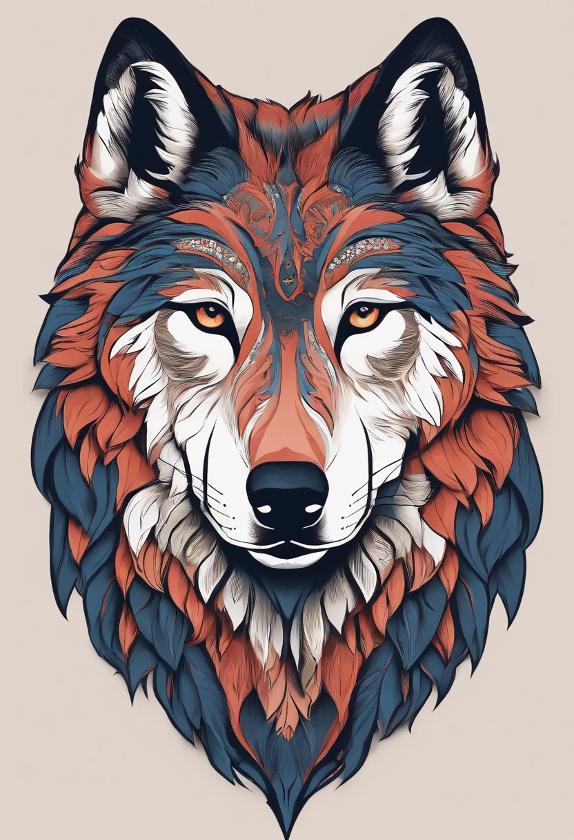 Create a logo of a wolf symbolizing independence. with a bright blush on the head