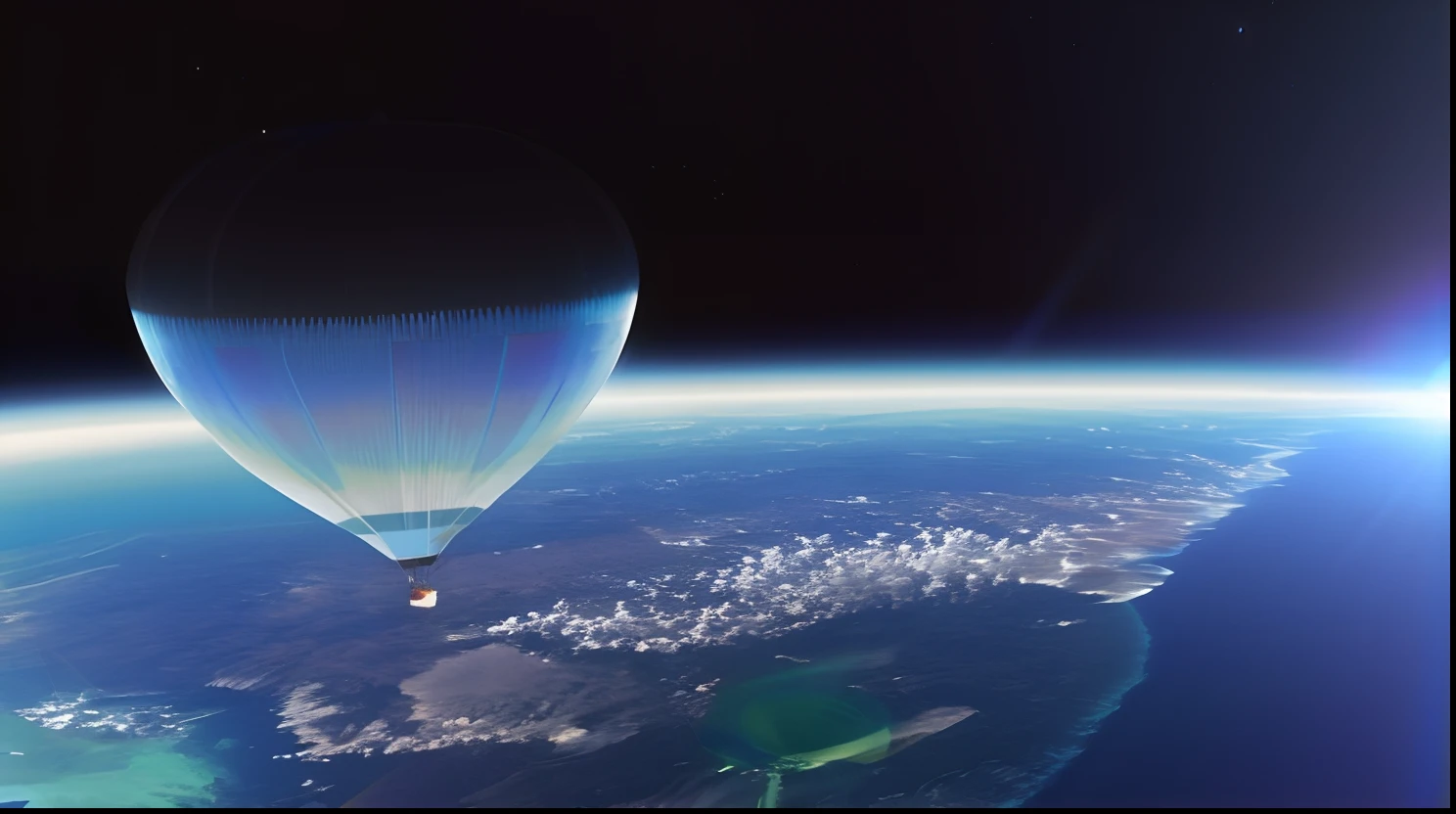 A hot air balloon flying over the earth with the sun shining, Vista desde el espacio, Sobre la tierra, turismo espacial, Looming over Earth in space, Volar en el espacio, Flota en el espacio, Vista desde el espacio, It would take place in space, Sobre la Tierra, Foto desde el espacio, Visto desde el espacio, motor espacial, It's flying through space, Ascensor espacial