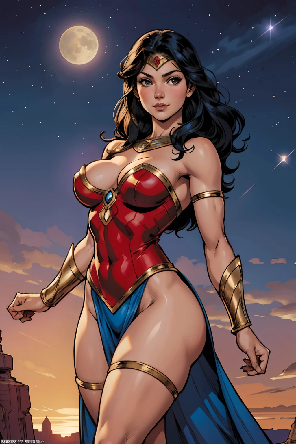 DC Comics, Eloise Mumford dressed as a Dejah Thoris, by Frank cho and HR Geiger, barsoom, (sexy), flying, detailed background, night time,