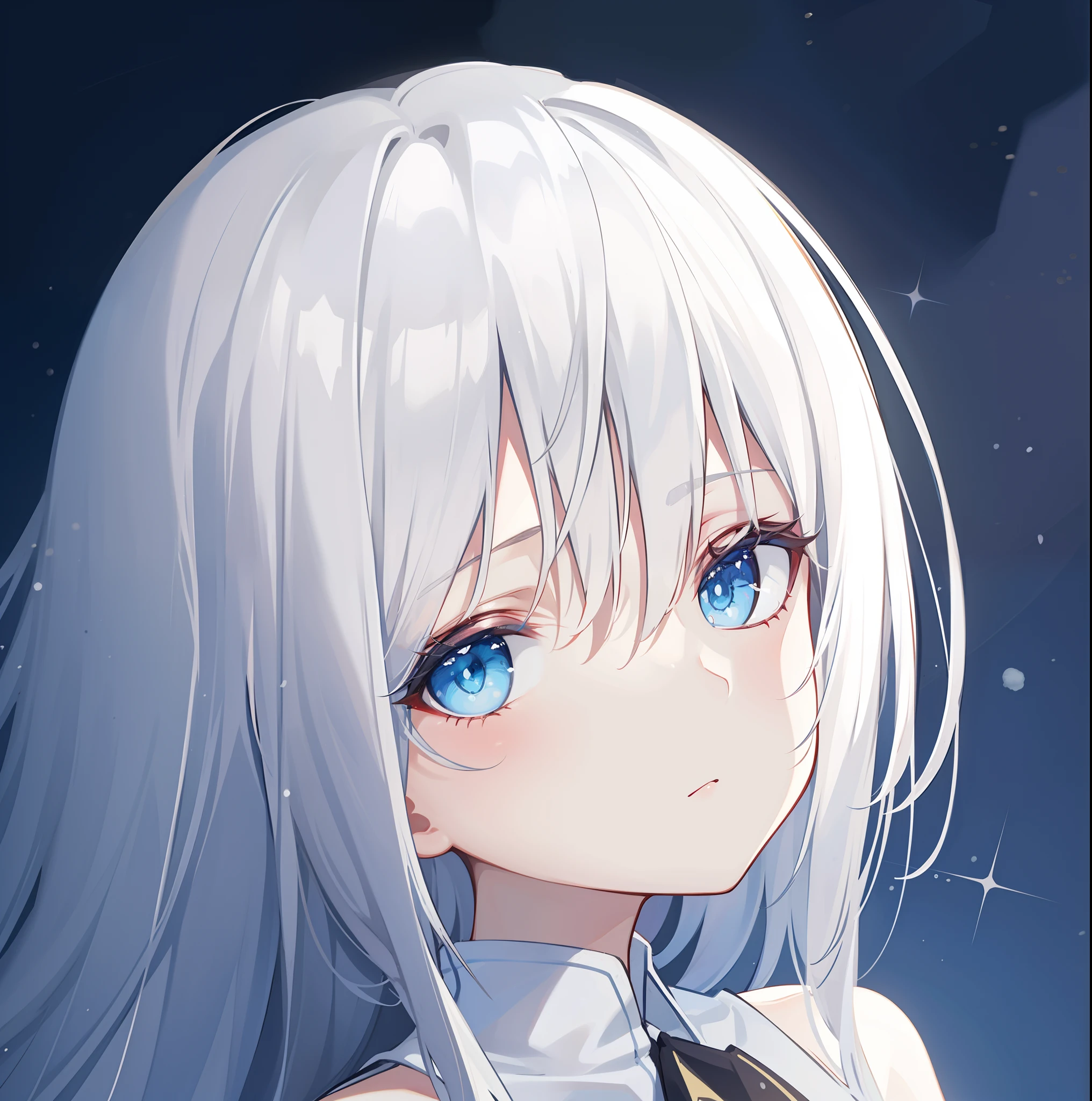 hiquality, tmasterpiece (one girls). Angel. snow-white hair. white clothing. Cyan eyes. calm face. Against the background of the sky