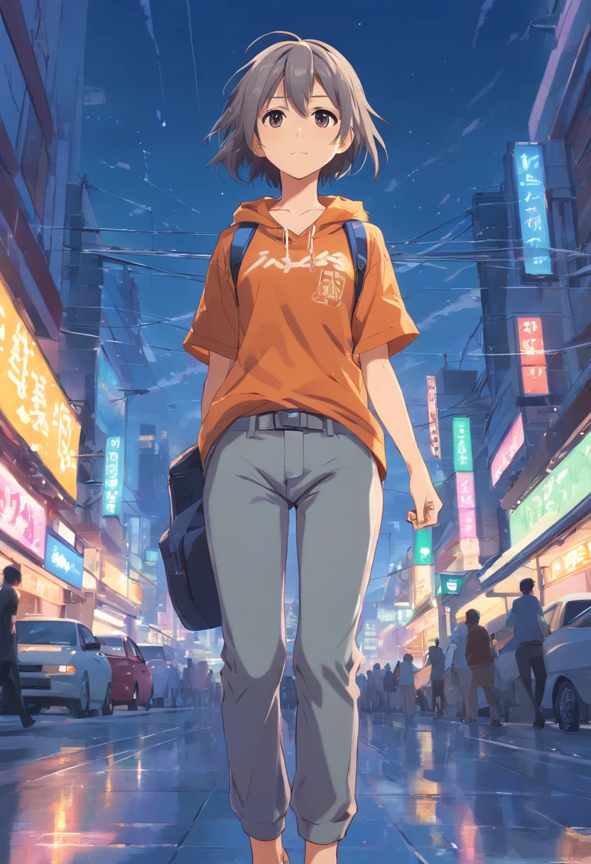 (Altas:1.2,HDR) Detailed illustration,  gray pants, costas extremamente musculosas e definidas, focando em suas costas, anime,